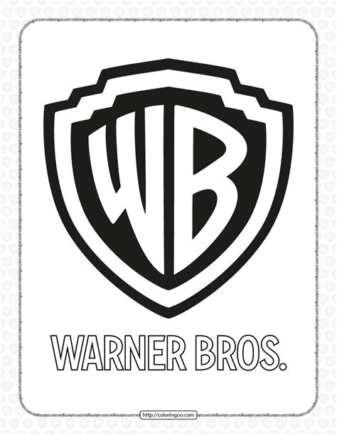 Warner Bros Pdf White and Black Logo Outline - Free Printable Coloring Pages for Kids