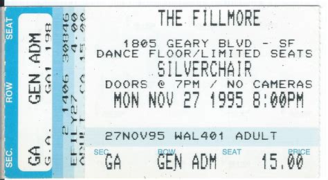 Ticket Stubs, Fillmore, Concert Tickets, Admiral, The Row, Grunge, Dance, Dancing, Grunge Style