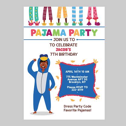 Pajama Kids Party Invitation Stock Illustration - Download Image Now - iStock