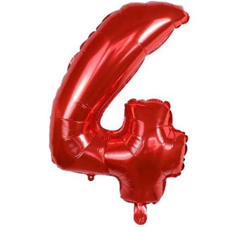 34" Red Number 4 Air Fill Foil Balloon - CLOSE OUT | Balloon Warehouse™