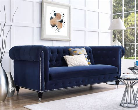 Hanny Navy Blue Velvet Sofa from TOV | Coleman Furniture
