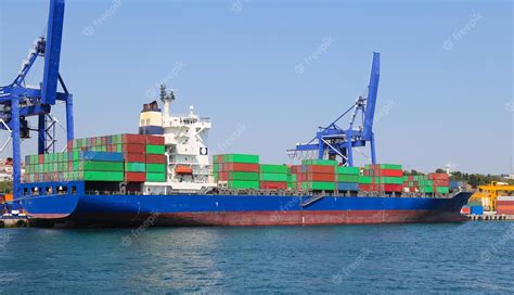 Premium Photo | Container ship is loading in a port