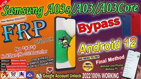 Samsung A03s/A03/A03Core Frp Bypass Android 12 | Without OS14/Knox/Pc/XShare New Trick Dec 2022/ ...