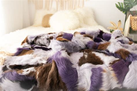 Luxurious Toscana Sheepskin Real Fur Bed Spread Throw Real Fur Blanket Sheepskin throw Sofa ...