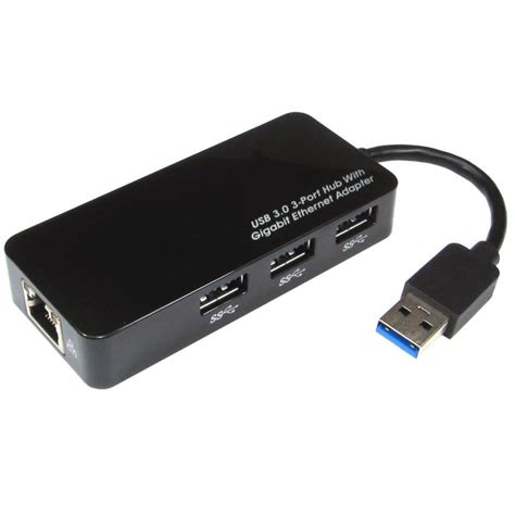 NewLink USB 3.0 Superspeed 3 Port Hub with RJ45 Cat 6 GIGABIT Ether...