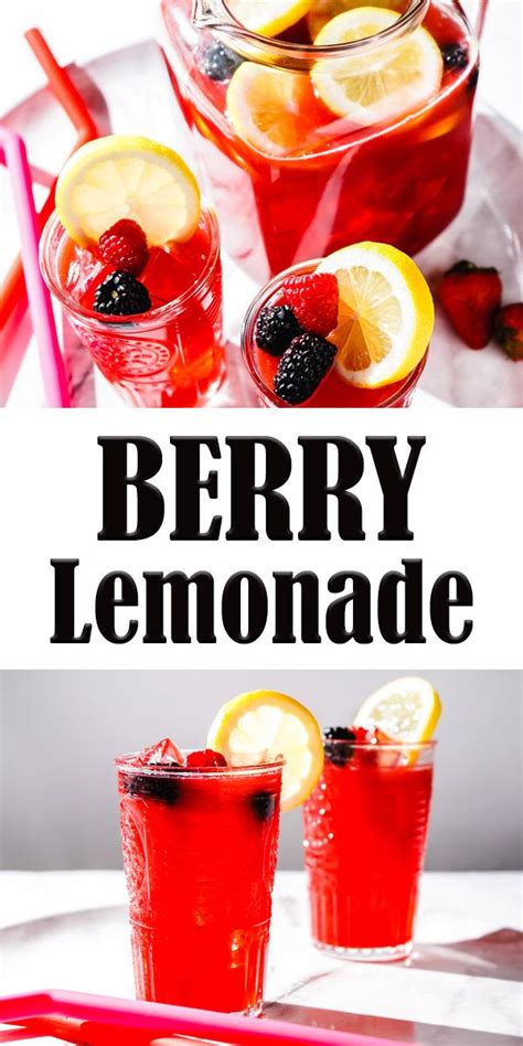 Berry lemonade is an easy and fun twist on classic lemonade, with raspberries, strawberries and ...