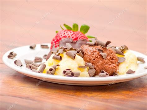 Delicious icecream dessert on plate — Stock Photo © FreedomImage #1460732