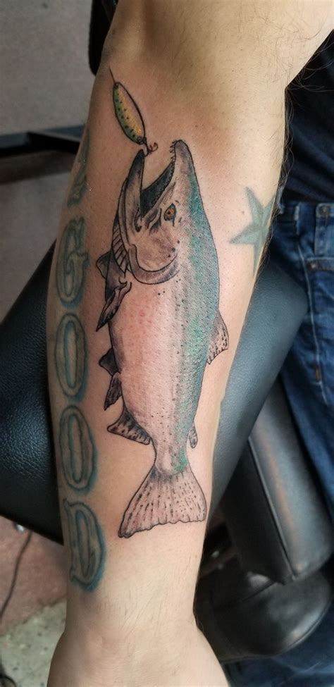 Salmon tattoo | Tattoos, Salmon tattoo, Salmon