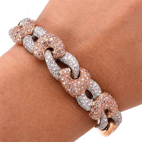 Natural Fancy Pink Diamond Gold Bangle Cuff Bracelet at 1stdibs