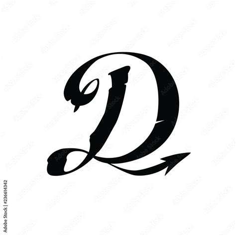 The letter D in the Gothic style. Vector. Latin capital letter symbol. The letter D with the ...