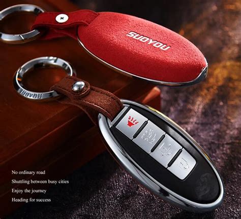 car accessories Key Case Cover Genuine Leather Galvanized Alloy For Nissan Qashqai Pathfinder ...