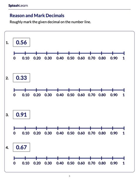 Number Line Decimals Worksheet - Printable Word Searches