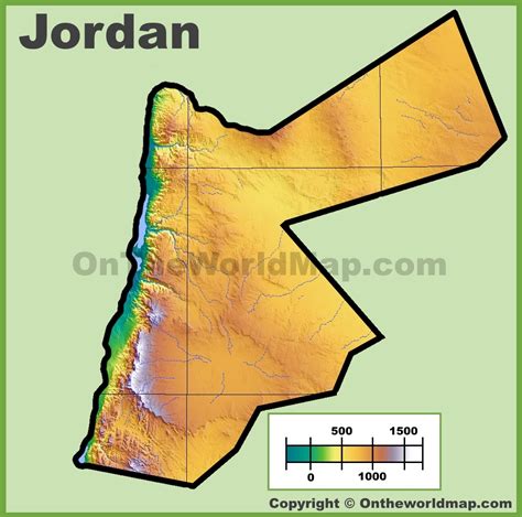 Jordan physical map - Ontheworldmap.com