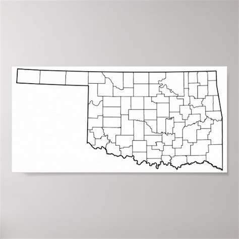 Oklahoma Counties Blank Outline Map Poster | Zazzle.com