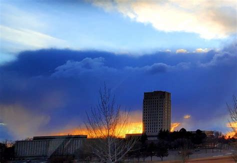 North Dakota State Capitol at Sunset - SkySpy Photos, Images, Video