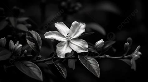 White Flower In Dark Black Background, Carolina Jasmine, Monochrome Hd ...