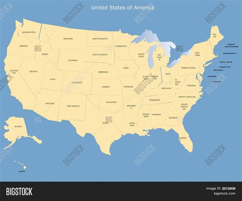 Usa Map Names States Image & Photo (Free Trial) | Bigstock