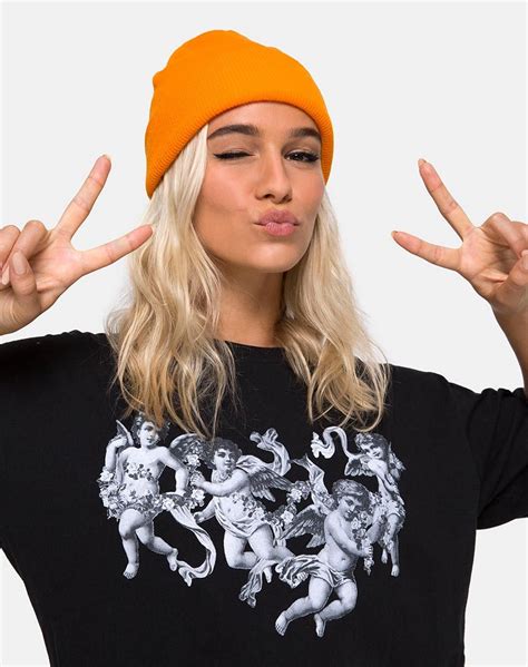 Beanie Hat in Sour Orange – motelrocks-com-us