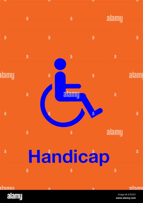 blue handicap sign isolated on orange background Stock Photo - Alamy