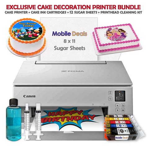 Canon Cake Image Edible Printer Bundle (White), Edible Ink, Sugar Sheets and Cleaning Kit ...