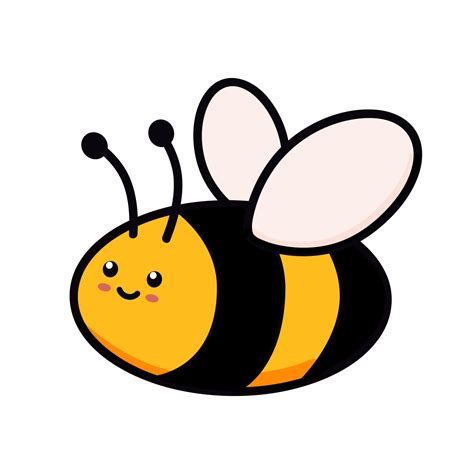 Cute bee vector illustration in doodle style. Colorful kids drawing for icon and logo design in ...