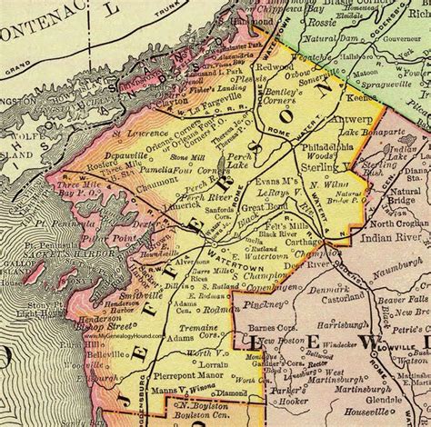 Jefferson County, New York 1897 Map by Rand McNally, Watertown, NY