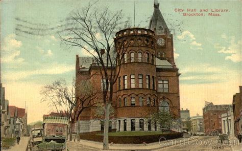 City Hall and Library Brockton, MA Postcard