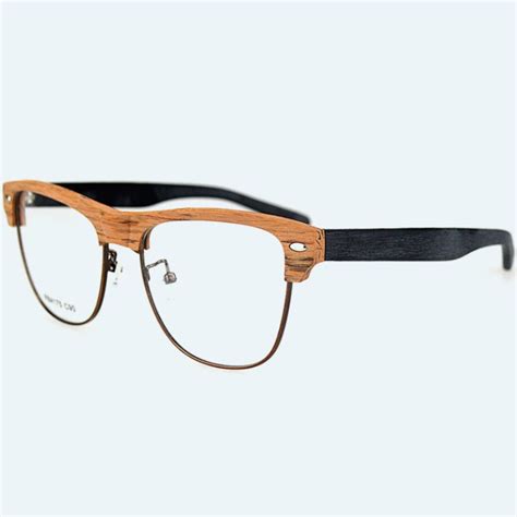 Maskros Vintage Wooden Eyeglasses Frame Men Half Rim Eye Glasses Frames ...