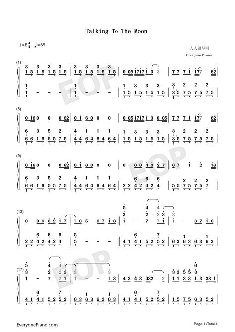 Talking to the Moon - Bruno Mars | Free Popular Piano Sheet Music