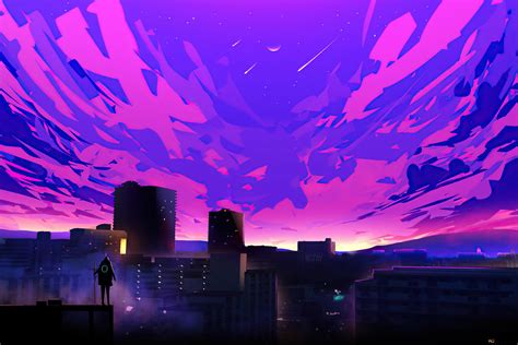 Cyberpunk future coloured night 4K wallpaper download