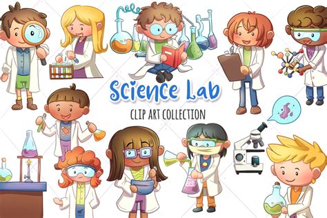 Cute Science Lab Clipart, Kid Scientist Clip Art, Kawaii Laboratory Clipart - Etsy