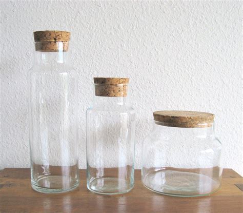 RESERVED Glass Jars with Cork Lids-Set of 6 | Glass jars, Cork lid ...