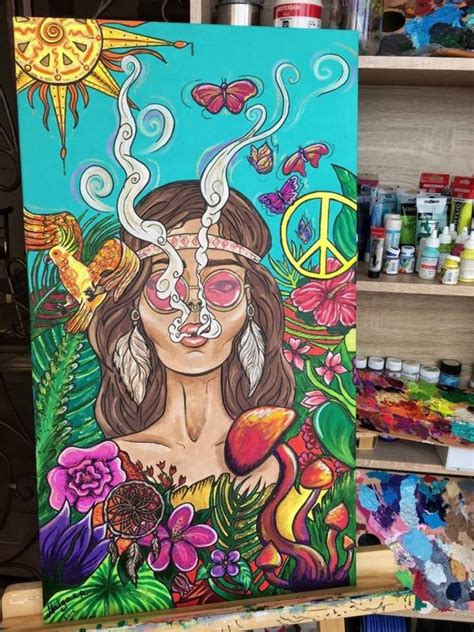 Hippie Painting | Cute canvas paintings, Hippie painting