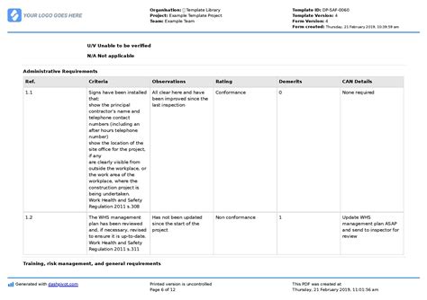 Site Inspection Report: Free template, sample and a proven format