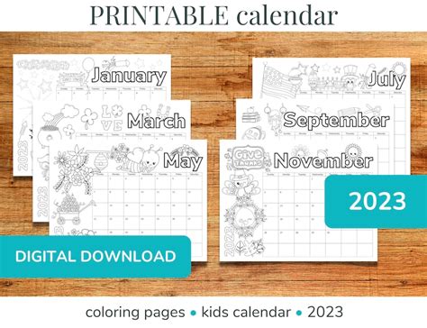 2023 Coloring Workout Calendar - Printable Word Searches