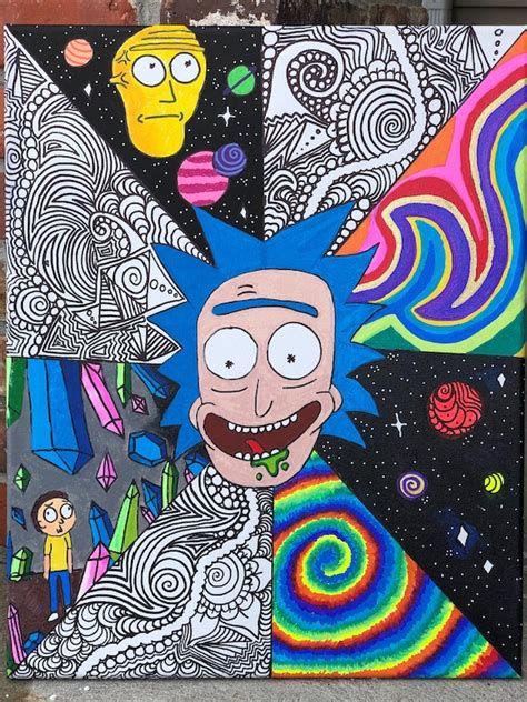 Rick and Morty Fan art 16x20 canvas trippy | Etsy