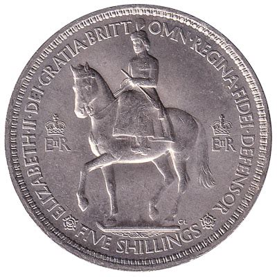 British Five Shillings coin Coronation Crown (1953) - Exchange yours