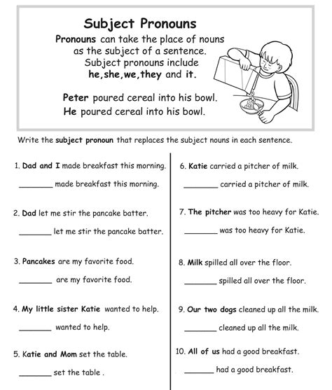 Subject And Object Pronouns Worksheets