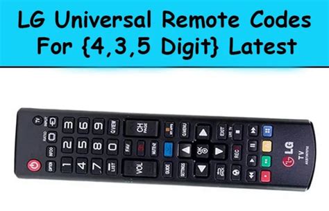 LG Universal Remote Codes For {4,3,5 Digit} - Repair Geeks