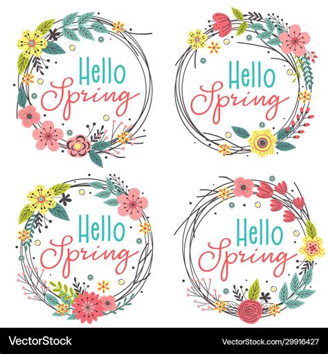 Set isolated spring floral frames Royalty Free Vector Image