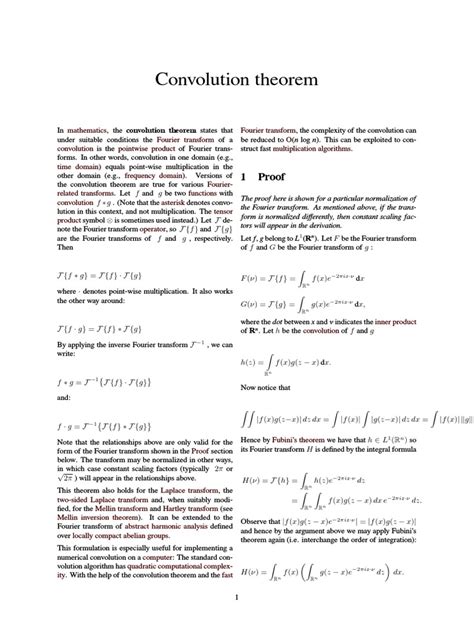 Convolution Theorem | PDF | Convolution | Fourier Transform