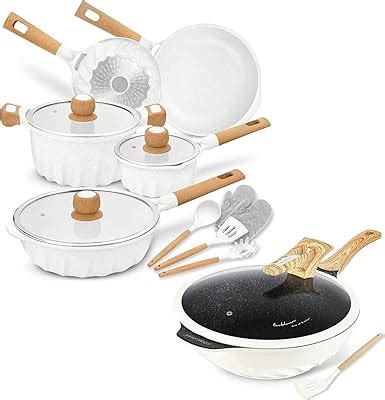 Amazon.com: Nonstick Ceramic Cookware Set Non Toxic 100% PFOA Free ...