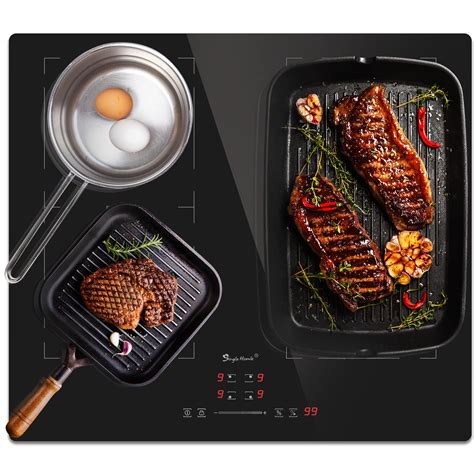 Induction Hob Flexi Zones, Electric Cooktop 60cm Built-in Hob with 4 Burners 2 Flex Zones for ...