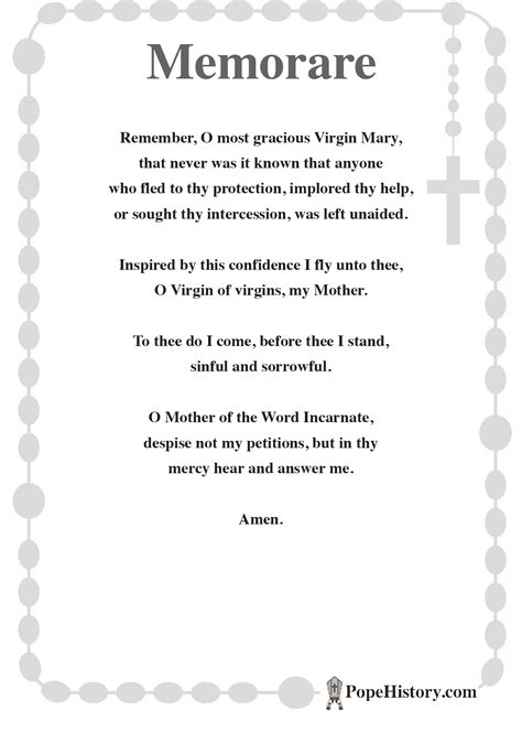 Memorare Prayer - PopeHistory.com