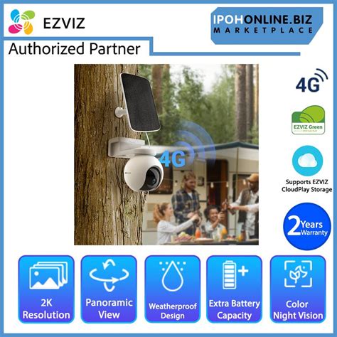 EZVIZ EB8 4G 2K 3MP Pan & Tilt 4G Network Smart Home Battery Camera With EZVIZ CS-CMT Solar ...