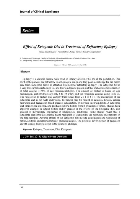 (PDF) Effect of Ketogenic Diet in Treatment of Refractory Epilepsy