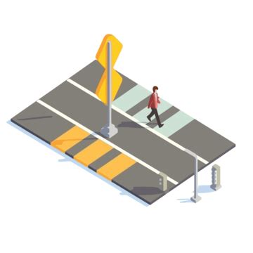 Crosswalk Clipart Some Illustrations Of Pedestrian Crossing At The Street Crossing Isometric ...