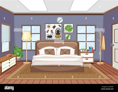 Empty bedroom interior design with furnitures illustration Stock Vector Image & Art - Alamy