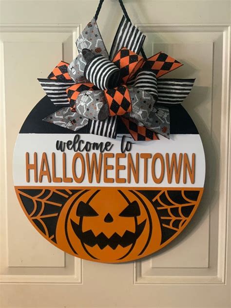 Welcome to Halloween Town Door Hanger Jack O Lantern Door - Etsy