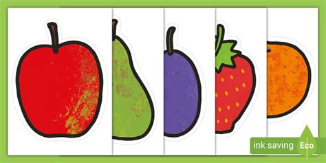 A4 Fruit Cut Outs to Support Teaching on Hungry Caterpillar